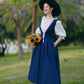 Blue Summer Linen Pinafore Apron Dress 5213