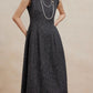 Classic Dark Grey Wool Midi Dress  – Fit & Flare A-Line – 6455