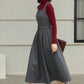 Gray sleevelss wool dress with belt 6427