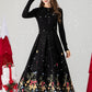 Black Maxi Embroidered Wool Skirt 4612