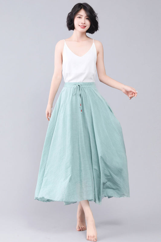 Swing Linen Maxi Causal Linen Summer A Line Skirt 3566