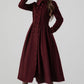 Burgundy princess winter wool coat 4517