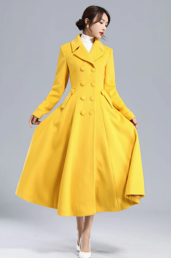 Double breasted maxi wool coat 2412