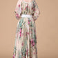 Floral chiffon dress, loose fitting beach dress 4463