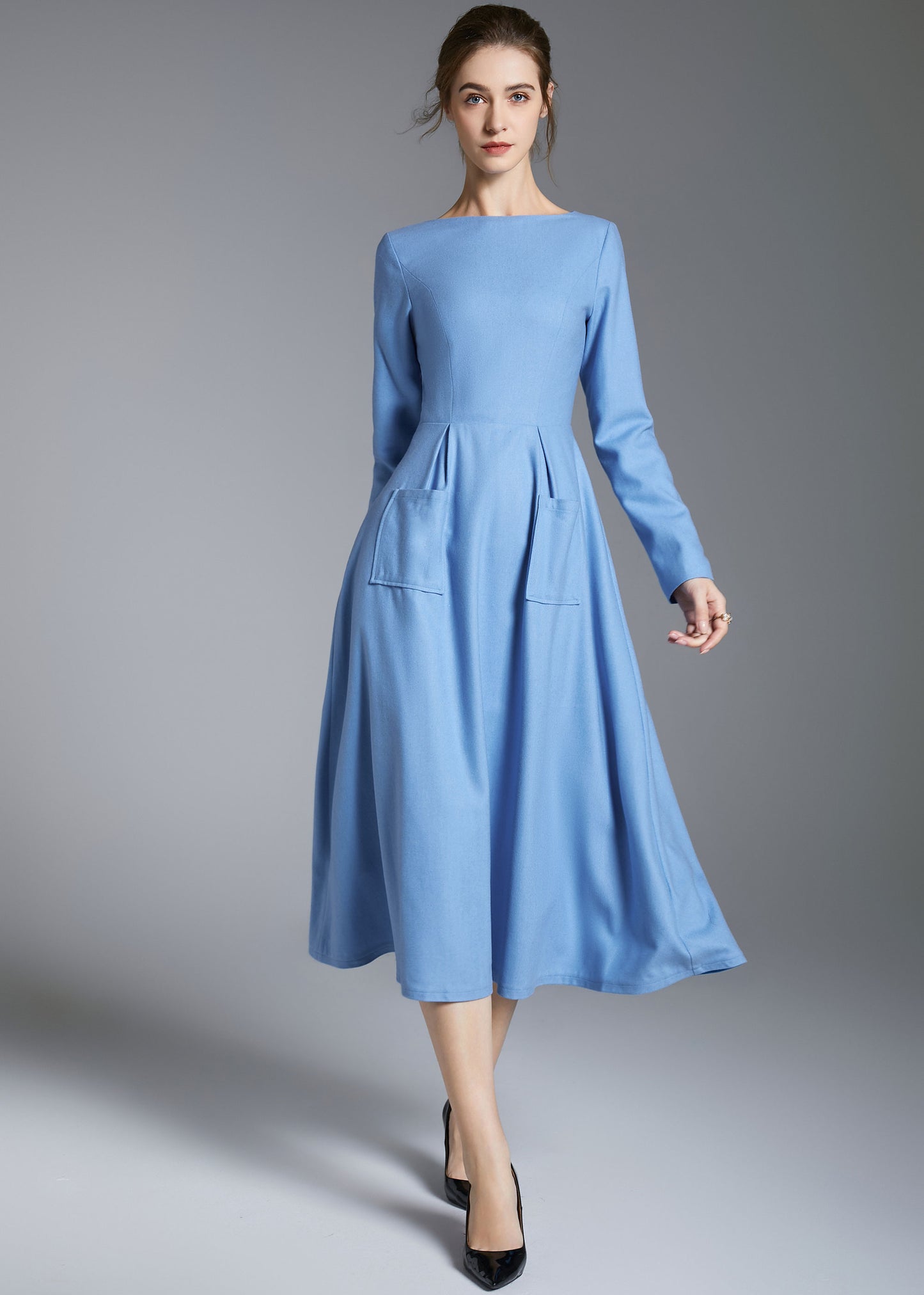 warm long sleeve maxi wool dress 3891- Size XS #CK2202423