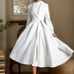 White Princess Swing Wool Coat – Bridal Wedding Winter Wrap Coat with Belt 3880