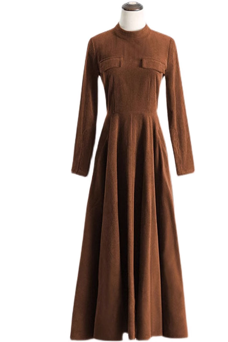 Vintage fit and flare corduroy dress women 4568 Xiaolizi Vintage fit and flare corduroy dress women 4568 Xiaolizi