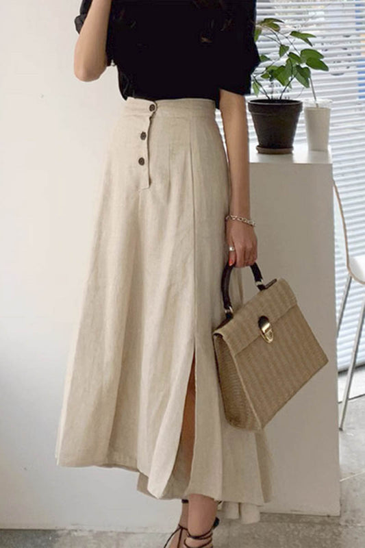 irregular high low linen skirt for summer 4341