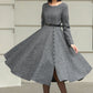 Classic Grey Wool Midi Dress with Button Detail 6423