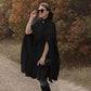 Black Winter Wool Cape Coat 3216