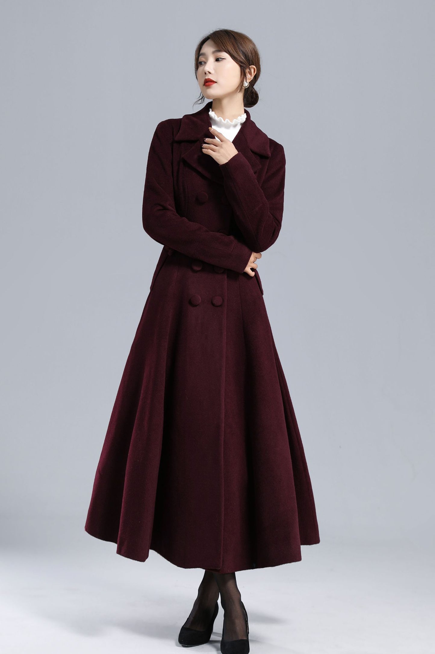 1950s Long Wool Princess Coat 3239