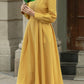 Spring A-Line Yellow Linen Dress women 5679