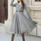 Gray midi wool dress for women 5304