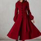 Burgundy long dress wool coat 1977#