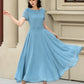 Blue swing midi summer prom chiffon dress 5147