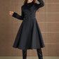 Block color winter wool coat women 5366