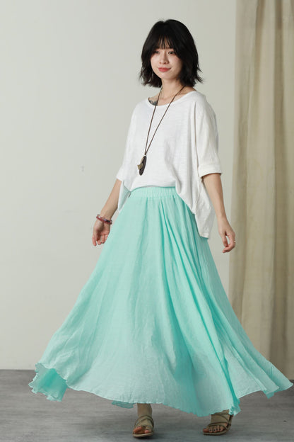 Summer swing long linen skirt women 6178 - S #CK2500601