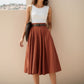 Linen Full Circle Skirt with Pockets 4976