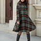 Hooded midi plaid winter wool coat women 4784