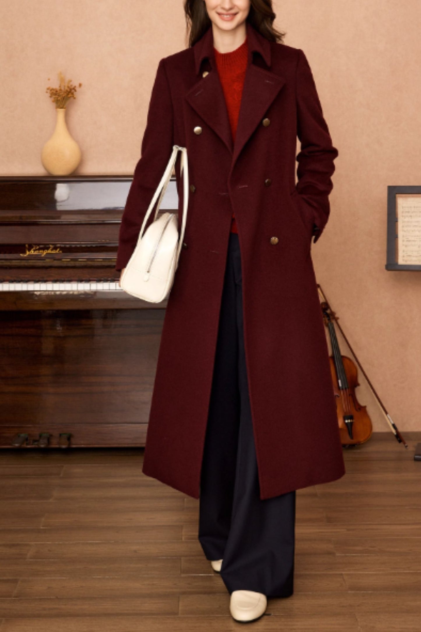 Double breasted long winter wool coat 6274