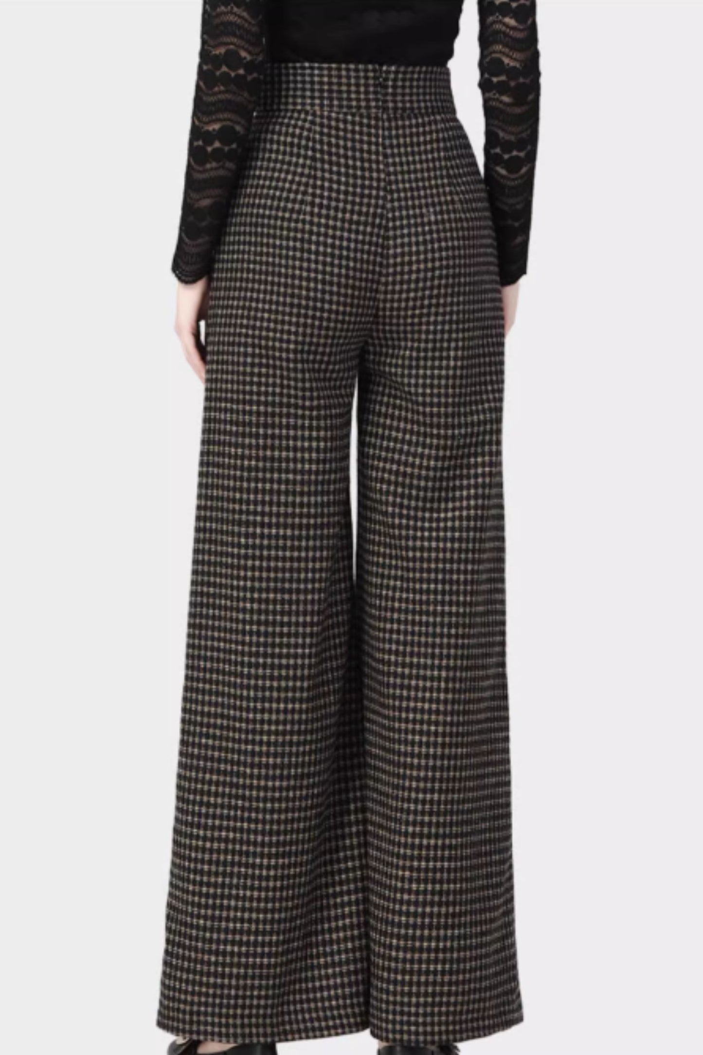 Maxi plaid wide leg wool pants 5418