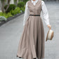 Handmade Linen Cotton Pinafore Midi Dress – Vintage Sleeveless Layering Dress 6657