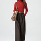 Wide leg long winter wool pants women 5318