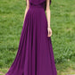 Prom purple chiffon dress with cape 4982