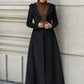 Black hooded maxi coat for winter 1839#