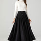 Swing black long pleated wool skirt 4611