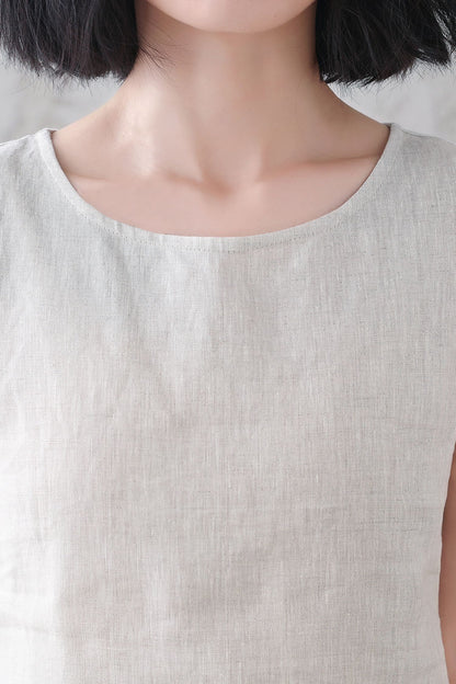 Summer linen tank top women 3345