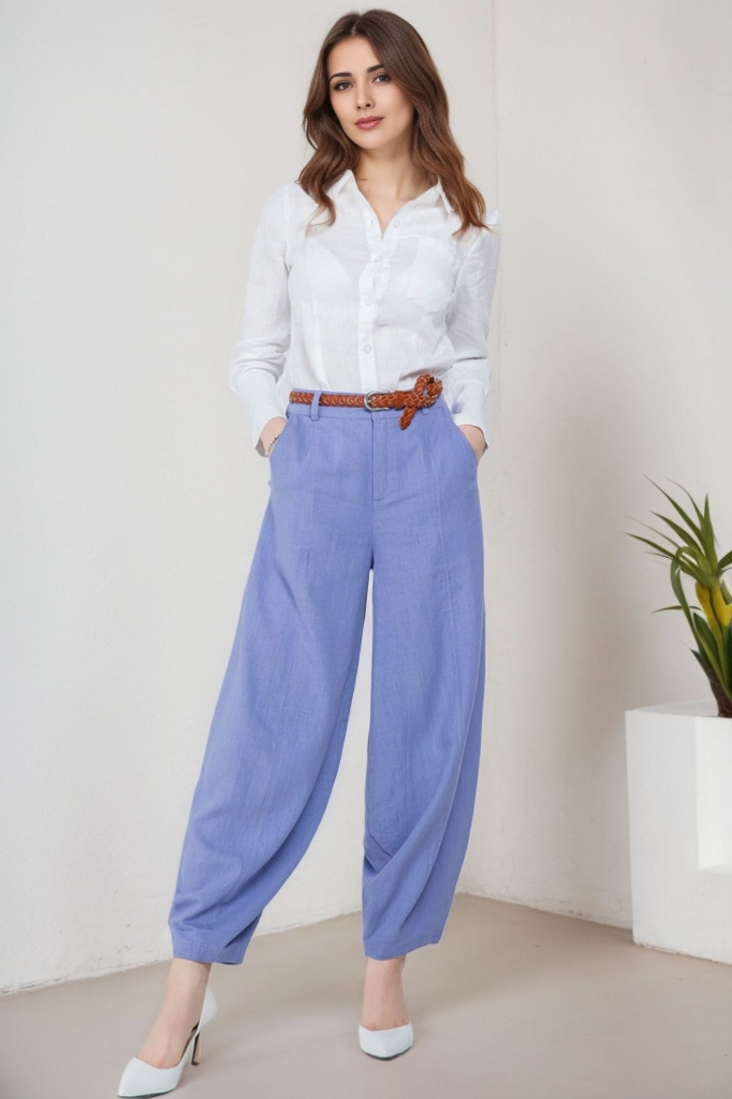 Womens Casual summer linen slacks 5913