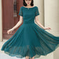 Midi fit and flare summer swing chiffon dress 6104