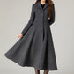 Gray winter long wool coat with pockets 5479