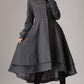 vintage inspired swing maxi dress coat with layered hem line 0761#