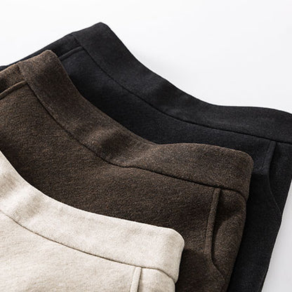 Brown Wool A-Line Midi Skirt - High Waist Winter Essential 3861