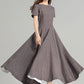 Fit and flare summer linen dresses women 4960
