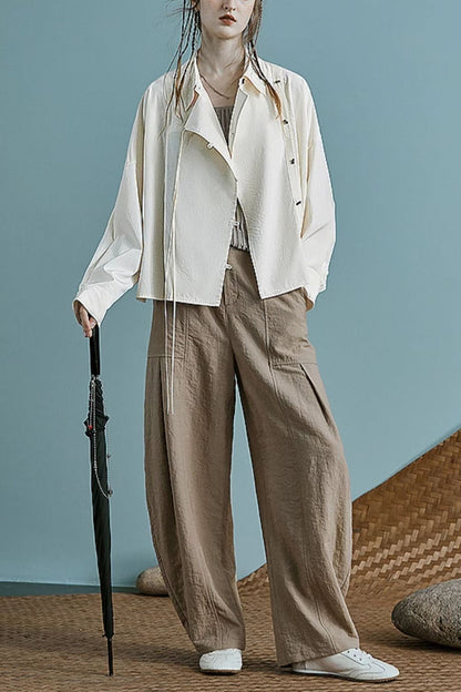 Wide leg loose fitting linen pants 6232