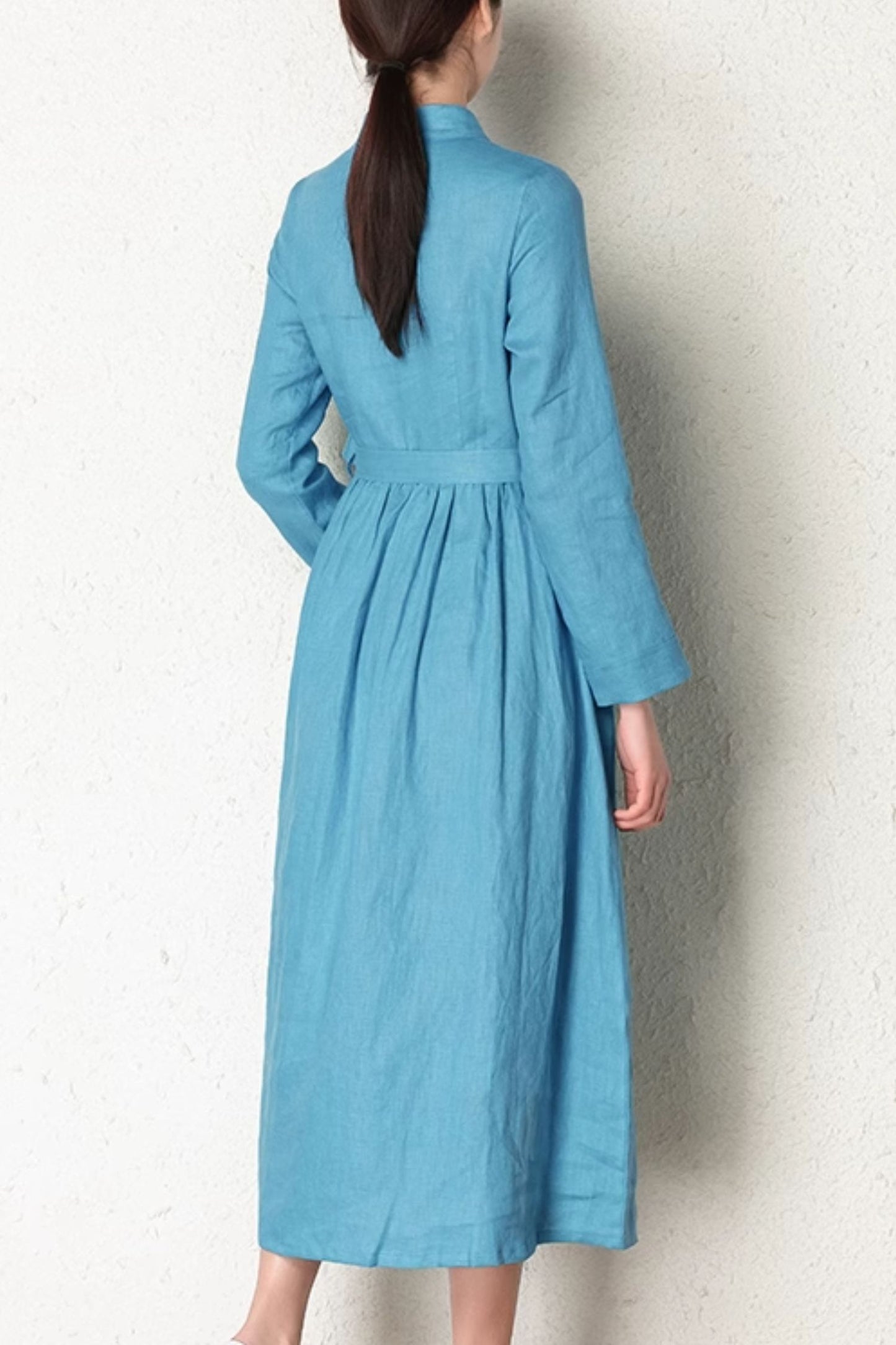 Asymmetrical spring linen dress women 4819