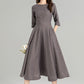 Swing summer linen dresses women 4961