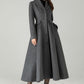 Gray Wool Maxi Coat – Single-Breasted Fit & Flare Long Winter Coat | Xiaolizi 6571