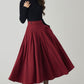 Burgundy winter/autumn midi wool skirt 4528