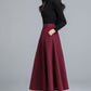 Burgundy Midi Winter Wool Skirt 2490