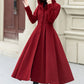 Long swing red winter wool coat women 5346