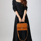 Long sleeve Maxi Black Linen Dress -LBD 793