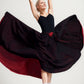 Black and red long swing chiffon skirt 3390