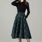 Xiaolizi Plaid Wool-Blend Pleated A-Line Midi Skirt – Plus-Size Winter 6502