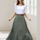 Green A Line Maxi  Linen Skirt with Pockets  2784