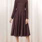 Brown Linen A-Line Spring Dress 5615