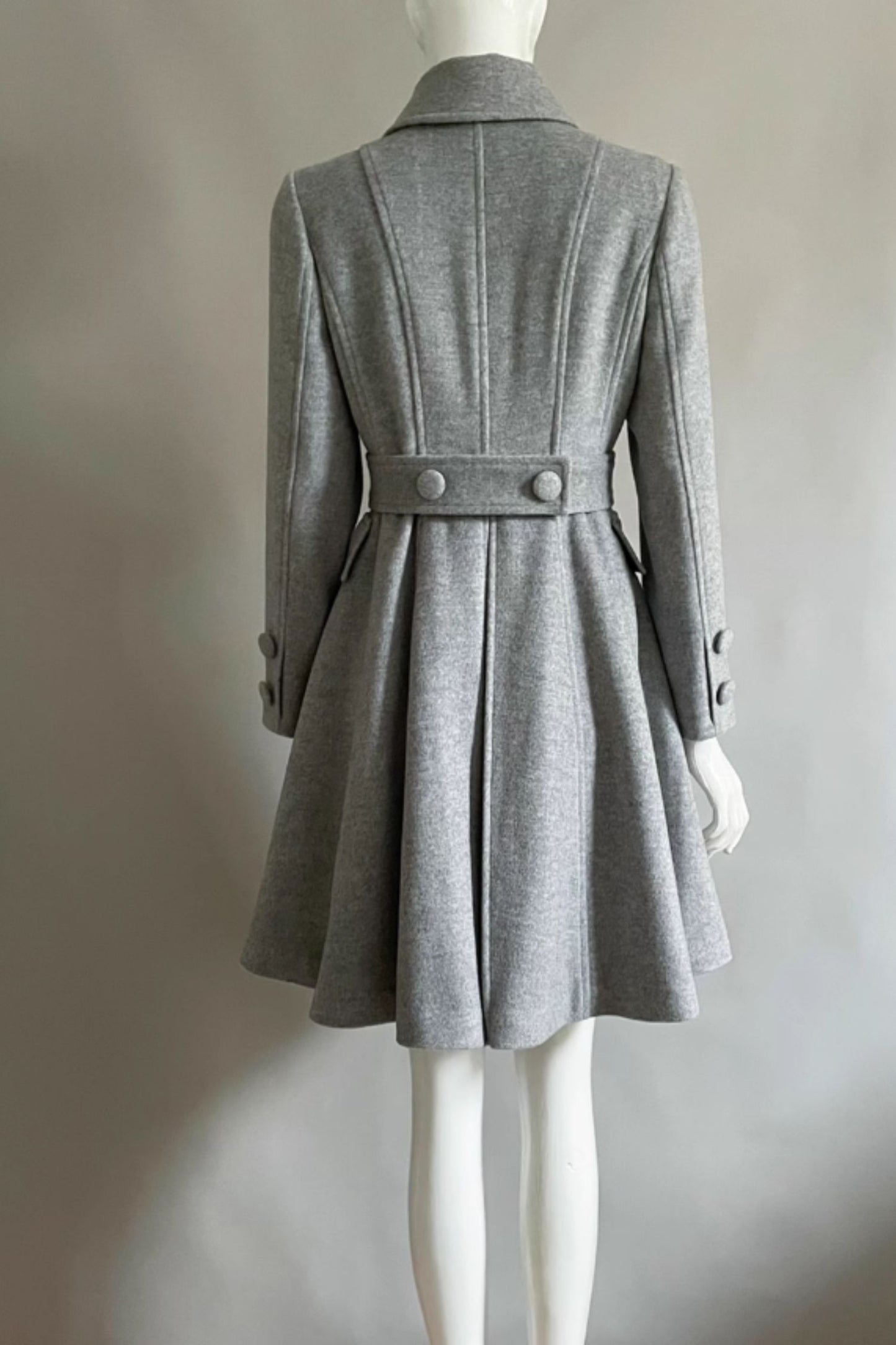 Gray double breasted winter wool coat 5290